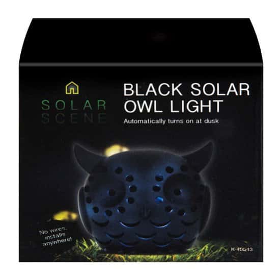 WIN - Black Solar Powered Owl Garden Light