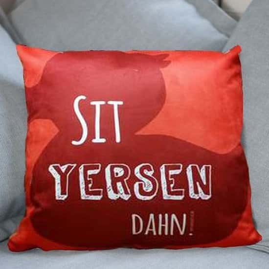 Awesome 'sit yersen' dahn' dialect Faux Suede Cushion £18.00!