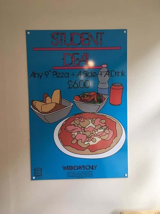 Our Student Deal is still on - Any 9" Pizza, Side and Drink for just £6.00!