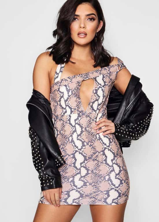85% OFF this Snake Print Strappy Bodycon Dress!
