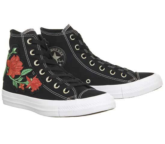 SAVE 46% on these CONVERSE All Star Hi Black Red Rose Exclusive!