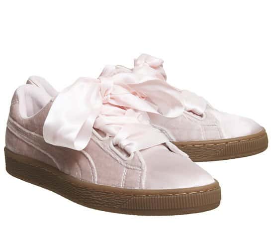 Puma Basket Heart Trainers Silver Pink Gum - LESS THAN 1/2 PRICE!
