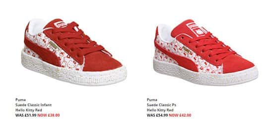 SAVE up to 27% on Puma Suede Classic Hello Kitty Red Trainers!