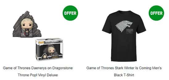 FREE Game of Thrones T-shirt with a Deluxe Daenerys on Dragonstone Throne Pop! Vinyl!