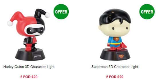 Mix and Match on DC Comics Character Lights - 2 for ONLY £20!