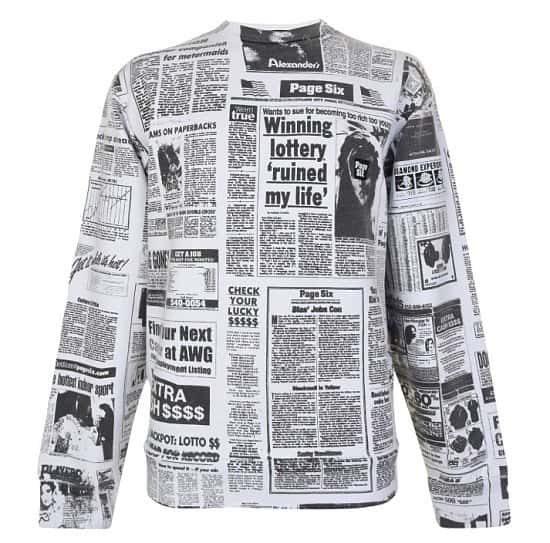 30% OFF this ALEXANDER WANG Newspaper Print Sweatshirt!