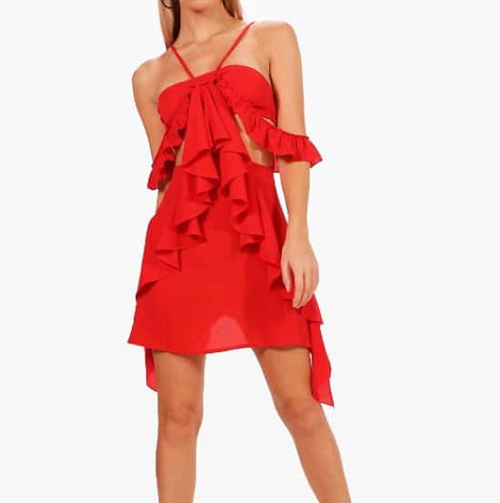 OVER 70% OFF this Veronique Ruffle Cutout Dress!