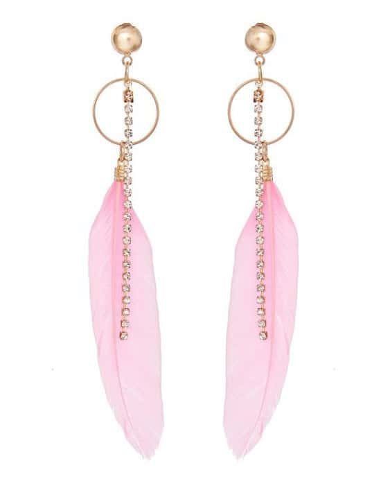 FESTIVAL INSPO - 1/3 OFF these Pink Feather Chain Earrings!