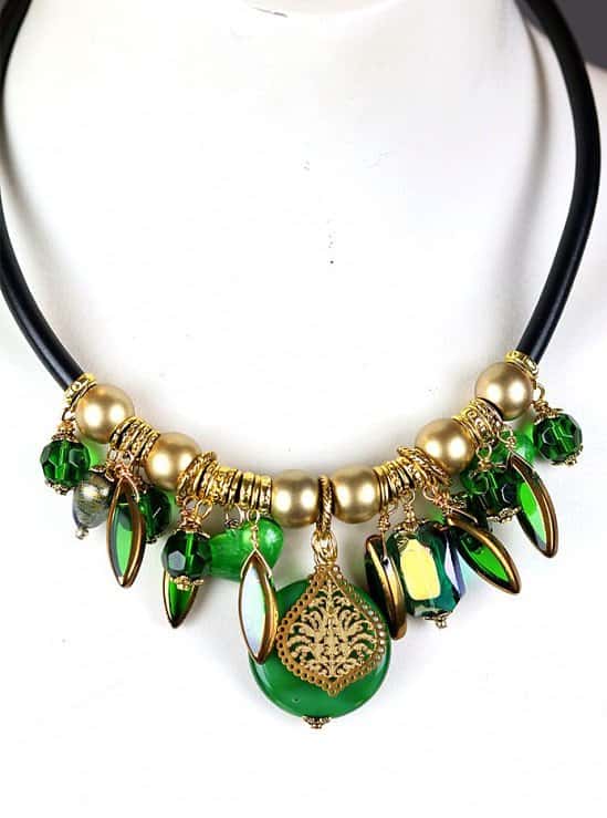 Chunky Emerald Green and Gold Necklace - £46.00!