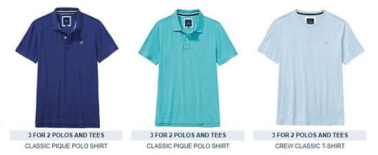 3 FOR 2 - Men's Polos and T-Shirts - SAVE up to £55!