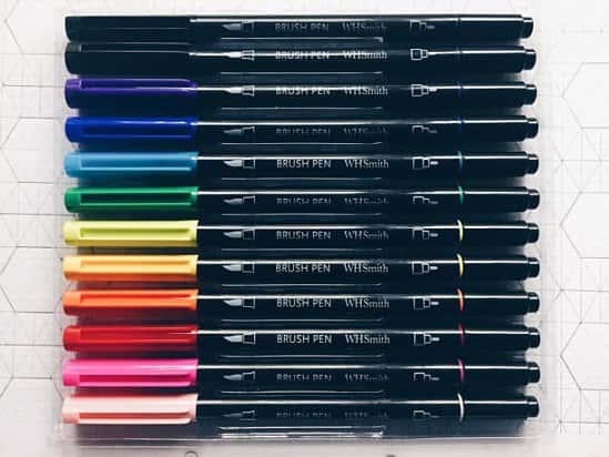 28% OFF - WHSmith Pack of 24 Dual Tipped Brush Pens, Fine Nib, Assorted Ink!