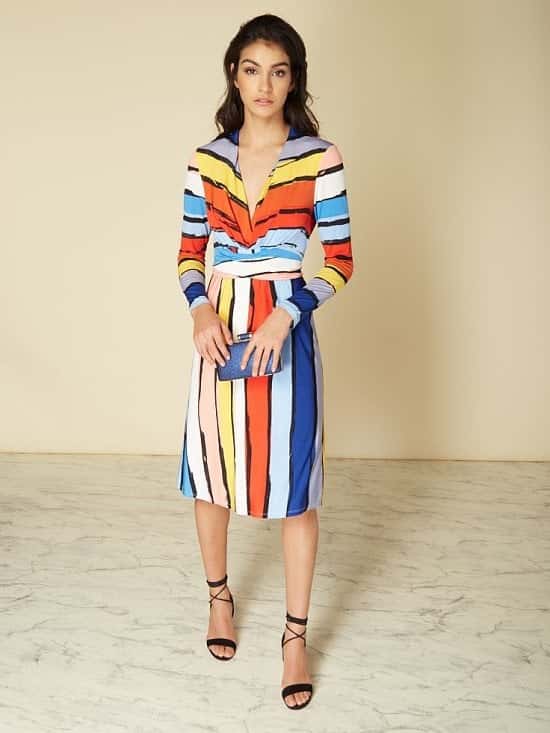 50% OFF - ISSA Kate Stripe Printed Wrap Dress!