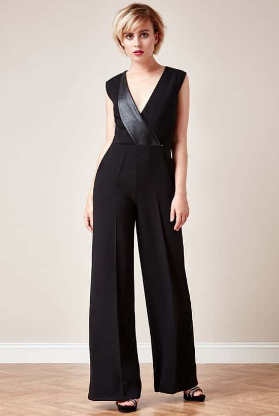 SAVE OVER 80% on this V Neck Tailored Jumpsuit with side pockets- Black!