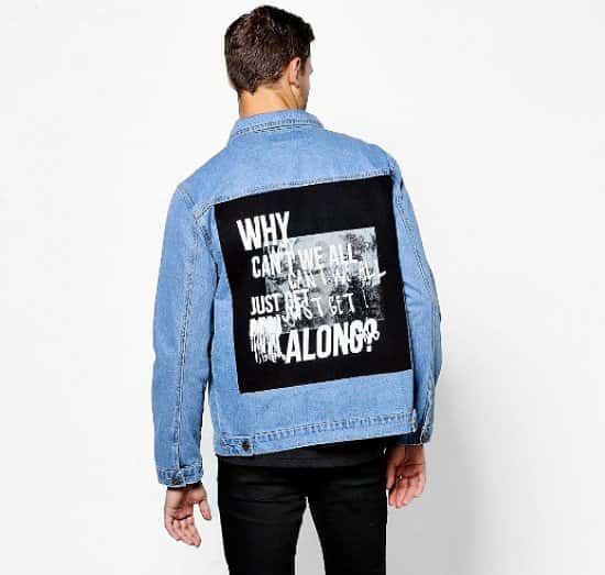 £15 OFF this Mid Blue Denim Jacket With Photo Back Print!