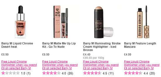 FREE Liquid Chrome Highlighter when you spend £9 on selected Barry M products!