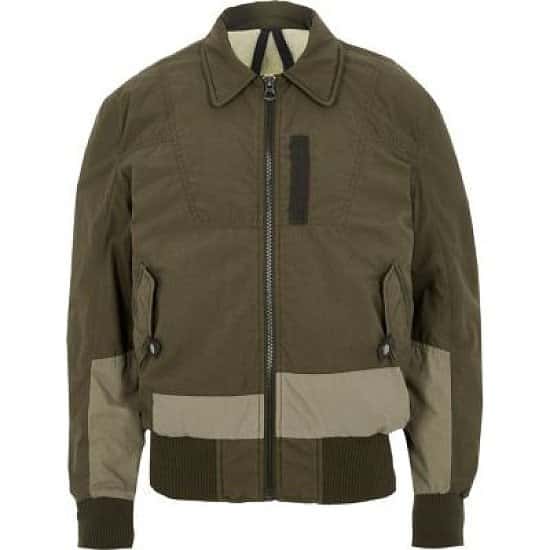 SAVE over 70% OFF this Dark Khaki green Design Forum aviator jacket!