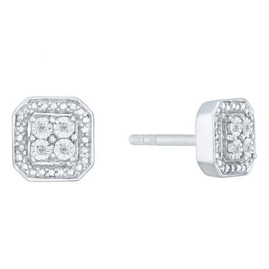 SAVE £89 on these Sterling Silver & Diamond Square Cluster Earrings!