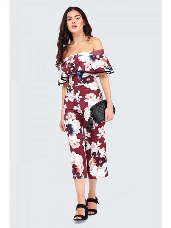 50% OFF this Frill Bardot Culotte Jumpsuit!