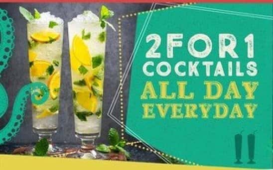 2 for 1 Cocktails & Coolers ALL DAY!!