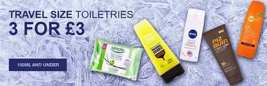 3 FOR £3 on Travel Size Toiletries!!
