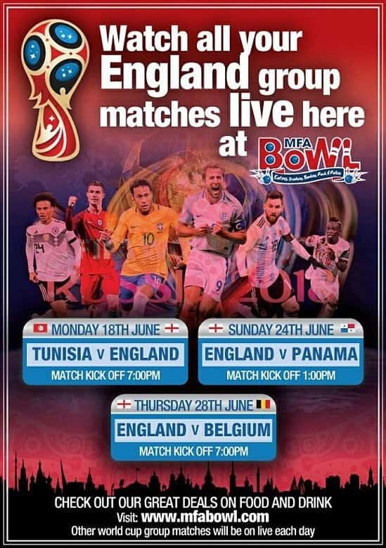 We will be showing all the world cup matches especially the England matches.
