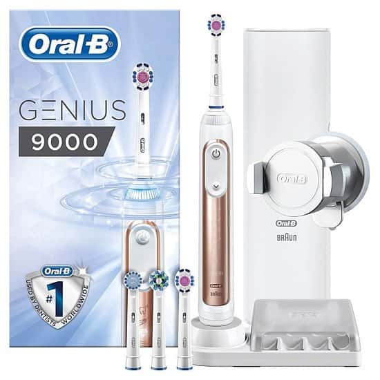 SAVE 61% OFF Oral B Genius 9000 Rose Gold Electric Toothbrush + 4 Heads!