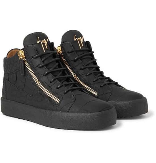 SAVE 50% OFF GIUSEPPE ZANOTTI Logoball Croc-Effect Leather High-Top Sneakers!