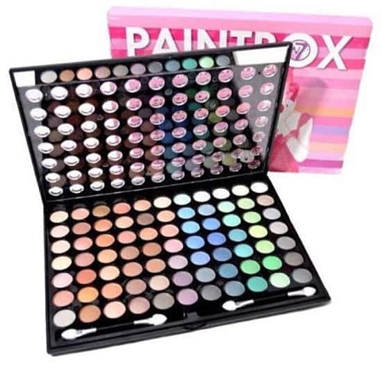 40% OFF this W7 Paintbox Luxury 77 High Pigment Eye Shadow Palette!