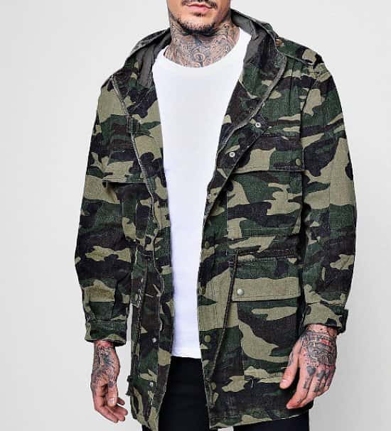 4 Pocket Hooded Camo Field Jacket - LESS THAN 1/2 PRICE!