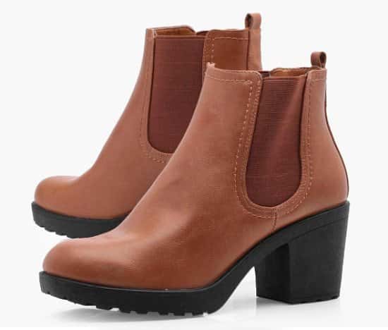 SAVE OVER 40% on these Chunky Cleated Heel Chelsea Boots!