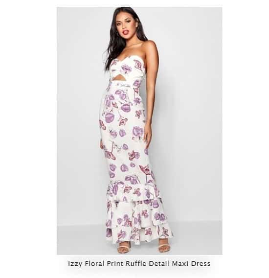 SAVE 40% OFF Izzy Floral Print Ruffle Detail Maxi Dress!