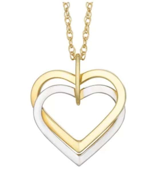 60% OFF - Together Silver & 9ct Bonded Gold Double Heart Pendant!