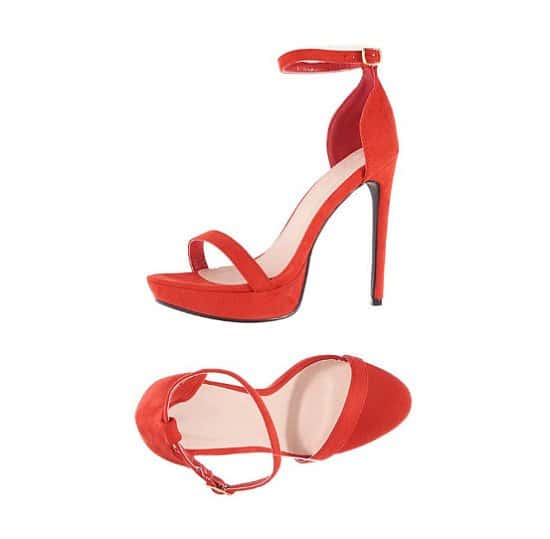 SAVE 1/3 on these Red Faux Suede Platform Sandals!