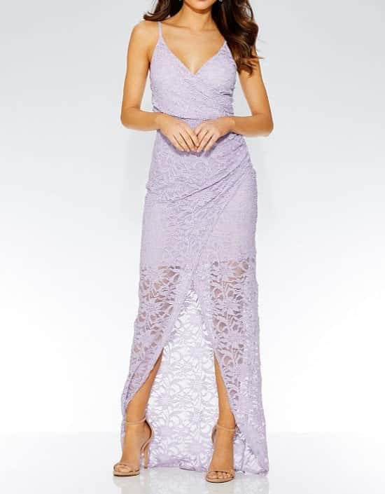 SAVE 60% on this Lilac Glitter Wrap Front Maxi Dress!