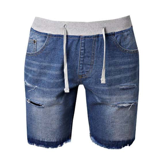 60% OFF - Mens Slim Fit Denim Shorts With Jersey Waistband!