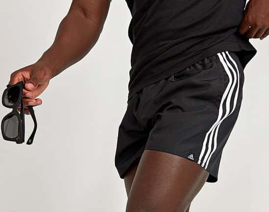 20% OFF - adidas Performance 3-Stripe Basic Swim Short in Black!