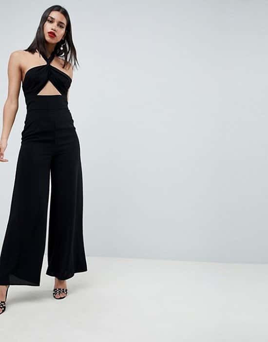 1/2 PRICE - ASOS DESIGN Cross Front Jumpsuit With Twist Neck And Wide Leg!
