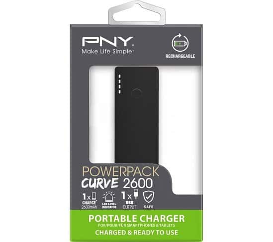 SAVE 60% on PNY Curve 2600 Portable Power Bank - Black!