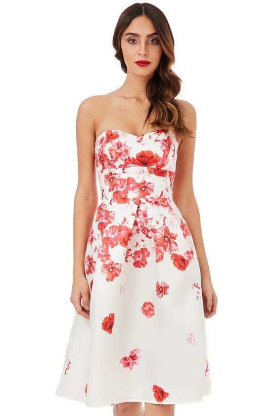 SAVE 34% OFF Cascading Floral Print Midi Dress - Cream!