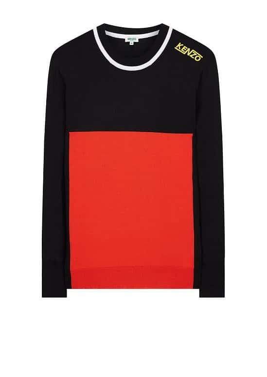 Kenzo Knitted Colourblock Jumper in Black/Red: Save £113.00!