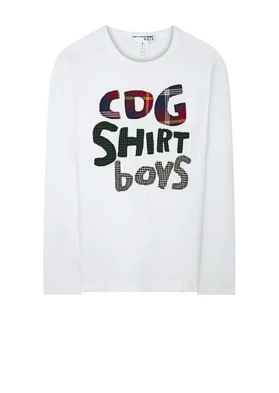 SAVE £95.00 - Comme Des Garcons Shirt Boys Patch Long Sleeve T-Shirt in White!