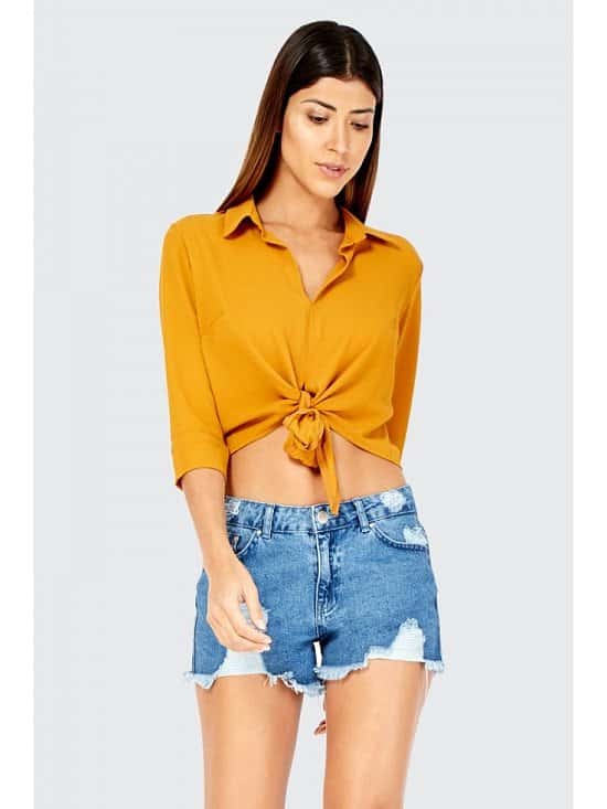 SAVE OVER 35% on these Crepe Crop Tie Front Shirts!
