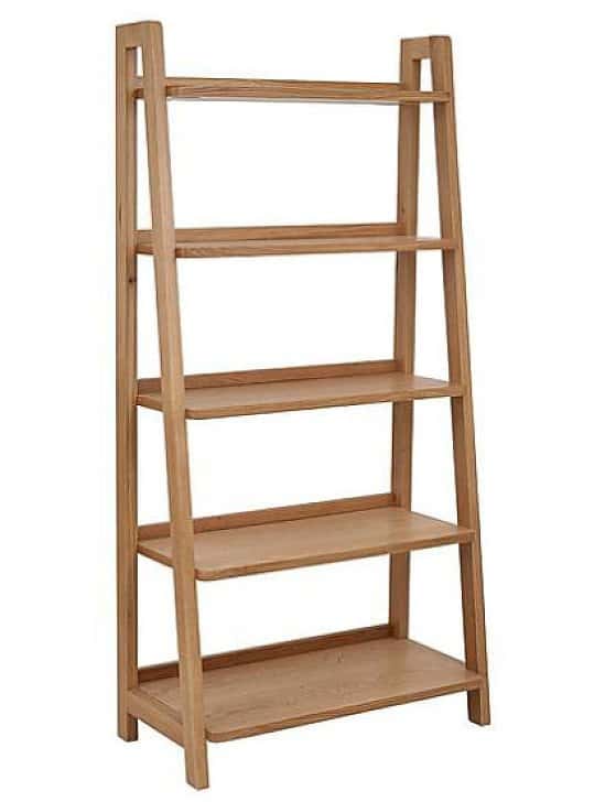 SAVE 50% on this Jasper Oak Freestanding Ladder Bookcase!