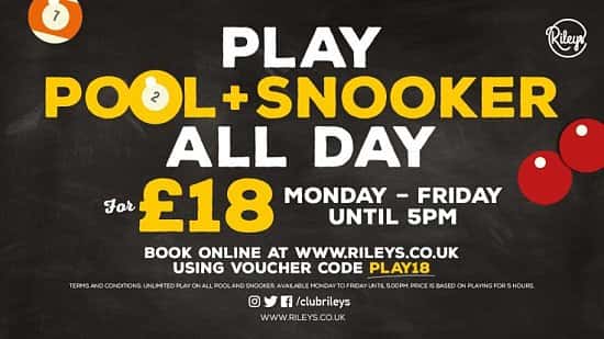 PLAY UNLIMITED SNOOKER ALL DAY FOR JUST £18.00!
