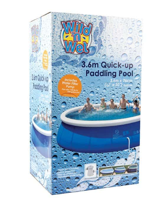 SAVE 1/3 - Wild n' Wet Quick Up 12' x 30" Inflatable Paddling Pool!
