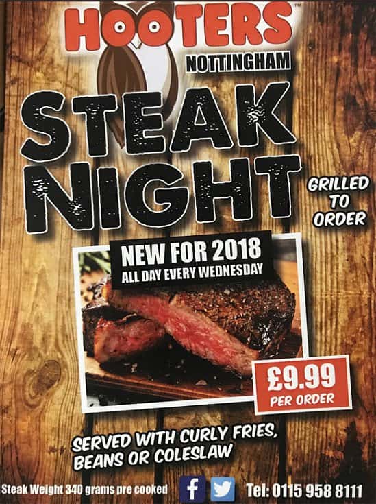 Wednesday nights are now Steak Nights - Grilled to order for just £9.99!