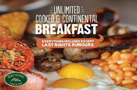 BREAKFAST at Harvester - FREE UNLIMITED Breakfast Bar + Kids EAT FREE!