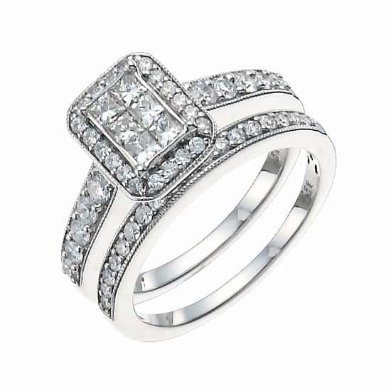 SAVE £1200 on this 9ct White Gold 1ct Diamond Perfect Fit Bridal Set!