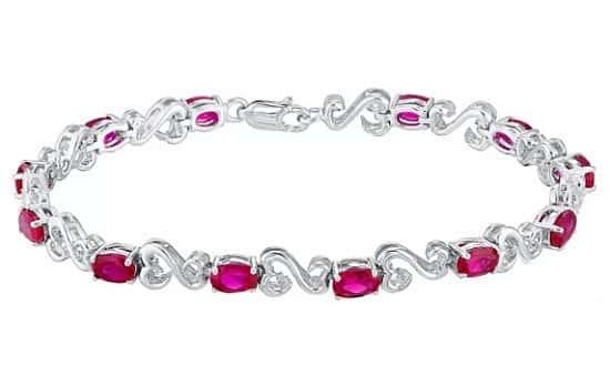 OVER 60% OFF - Open Hearts Silver Diamond & Created Ruby Bracelet!