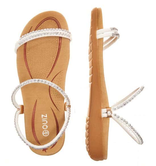 SAVE OVER 1/3 on White Diamante Strap Flat Sandals!